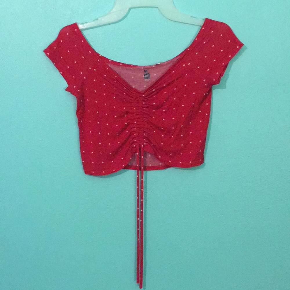 Red polka dot crop top